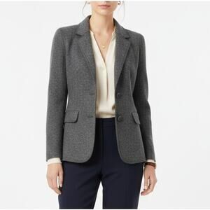 Talbots Petites Gray Wool Blend Two-Button Blazer Jacket Size 2P